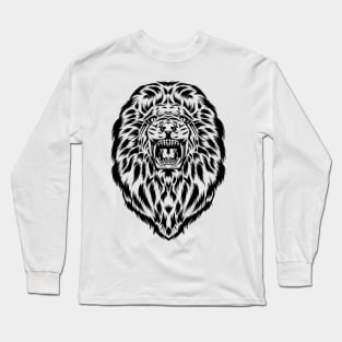 black silhouette lion design Long Sleeve T-Shirt